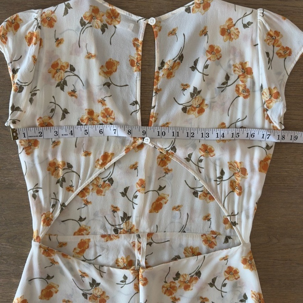 Reformation Floral Wellfleet Back Cutout V-neck Midi Dress-Sz 12-Limonada Print - Picture 8 of 16